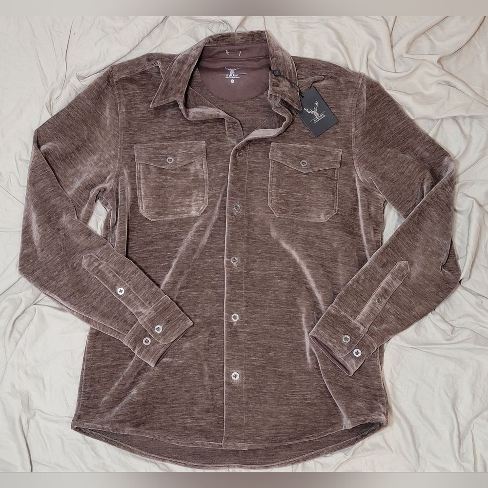 NWT NICOBY ANTIQUE SHACKET Men's Corduroy Velour Brown Size Medium